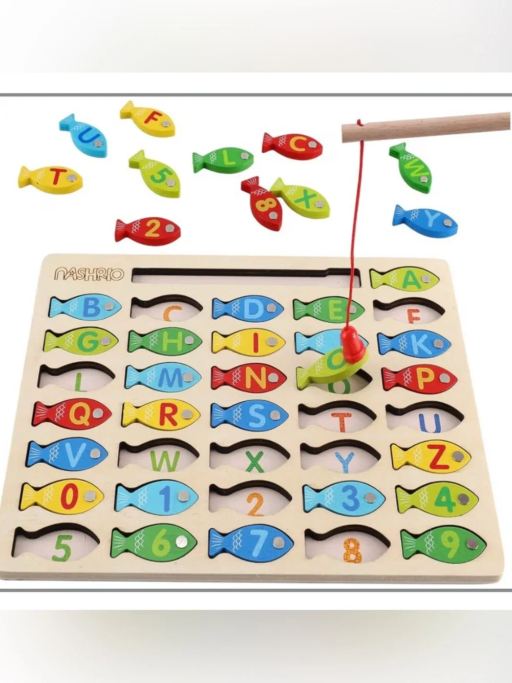 36 Piece Magnetic Wooden Fishing Alphabet & Numbers Puzzle Game Toy New Unopened